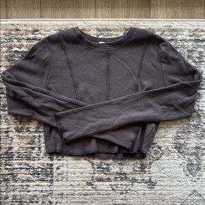 Garage Gray-ish Purple Long Sleeve Fitted Crop Hoodie